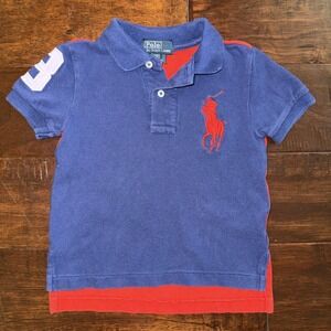Polo Ralph Lauren Polo Toddler 2T Lime Blue Red Big Red Pony Logo Rugby